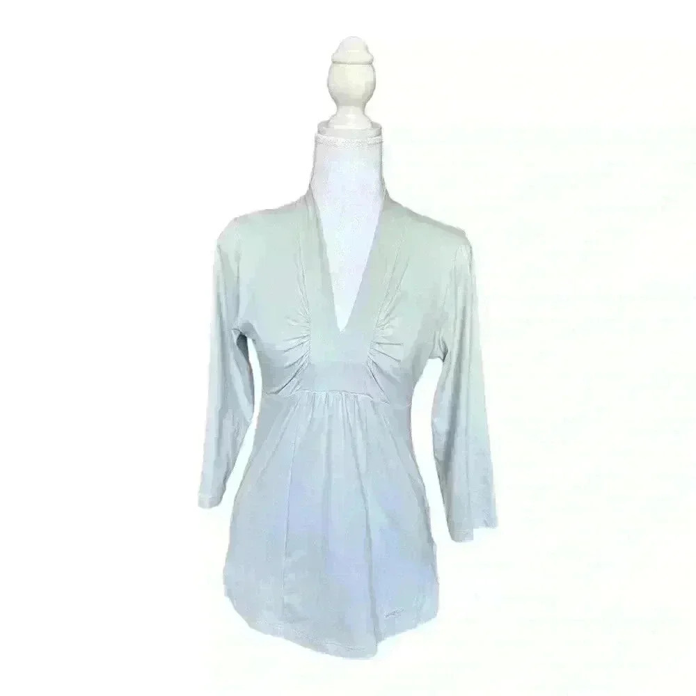 Patagonia Respite Empire Waist Light Gray Top 3/4 Sleeves Women’s M